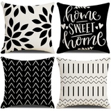 Homefeelzydys Kissenbezüge,Moderne Geometrie dekorative Baumwoll-Leinen-Kissenbezüge mit unsichtbarem Reißverschluss 40 x 40 cm Kissenbezug, 4er-Set für Wohnzimmerstuhl Sofa