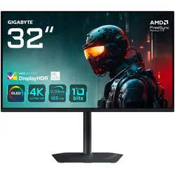 GIGABYTE Gaming-Monitor "MO32U", G (A-G), schwarz, Monitore, dreh-, neig-,schwenk-, höhenverstellbar, Lautsprecher