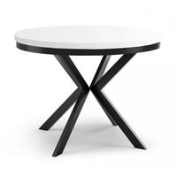 Runder Tisch wohnzimmer ausziehbar 100(180) weiß / schwarz EDWARD