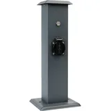 Grafner Grafner® Steckdosensäule anthrazit mit Dämmerungssensor Edelstahl Gartensteckdose Energiesäule