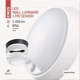 EMOS LED-Wandleuchte und Deckenleuchte mit Bewegungsmelder, rund, IP54 wasserdichte 14 W Außenleuchte für Balkon, Keller, Garage, Outdoor, lm, neutralweiß 4000K, Ø21,5cm, ZM3231, 21,5 cm