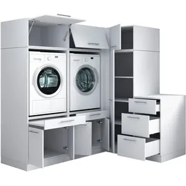 laundreezy Mehrzweckschrank-Set 203 x 200 x 68 cm Weiß