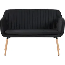 2-Sitzer Küchensofa Samtstoff schwarz / heller Holzfarbton TABY