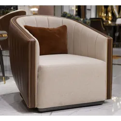 Casa Padrino Luxus Sessel Naturfarben / Braun / Grau - Wohnzimmer Sessel - Hotel Sessel - Wohnzimmer Möbel - Luxus Möbel - Wohnzimmer Einrichtung - Luxus Einrichtung - Möbel Luxus