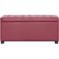 vidaXL Ottoman mit Stauraum 87,5 cm Weinrot Kunstleder