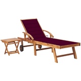 vidaXL Sonnenliege mit Tisch und Auflage Massivholz Teak