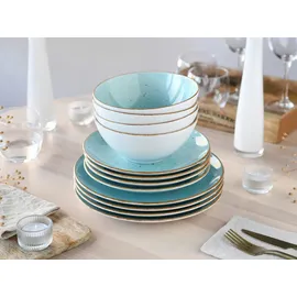 CreaTable Vintage Nature Tafelservice 12-tlg. Aqua/Weiß/Hellblau