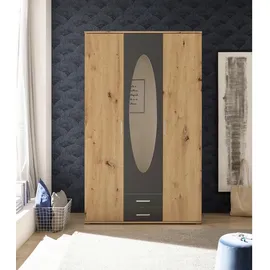 Pol-Power Drehtürenschrank 120 x 195 x 55 cm Eiche/Graphit