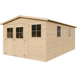 TIMBELA Gartenhaus 4,93 x 3,03 m Beige