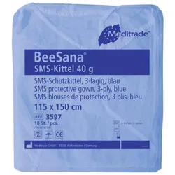 Meditrade BeeSana SMS-Kittel | 40 g | 50 Schutzkittel | blau | Schutzkleidung