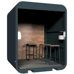 Lounge/Pausenraum, pulverbeschichtet, für Veranstaltungen, Messen, Baustellen, Maße (LxBxH): 2 x 1,93 x 2,41 m, mit Betonfundament, Stahl/Edelstahl