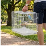 PawHut Vogelkäfig Klappbar Vogelhaus mit Holzsitzstange, für Wellensittiche, Nymphensittiche Weiß 49 x 31 x 40 cm weiß