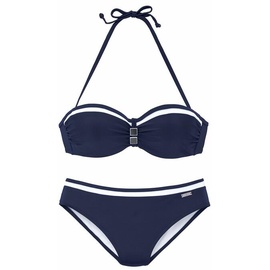 LASCANA Bügel-Bandeau-Bikini, mit Kontrastdetails, blau
