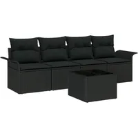 VidaXL Garten-Sofa-Set 5 pcs Schwarz Poly Rattan