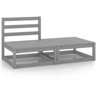 vidaXL 2-tlg Garten-Lounge-Set Grau Kiefer Massivholz