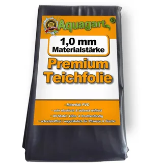 Aquagart Teichfolie PVC 8m x 6m 1,0mm Schwarz Folie für den Gartenteich