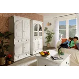 Wohnschrank Mehrzweckschrank MEXICO Weiß Antik - Pinie Massivholz - Landhausmöbel