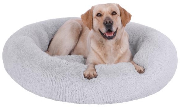 SLPRO Hundebett rund Hundekissen Hundesofa Katzenbett Donut waschbar (Ø 60 cm Außendurchmesser (M), hellgrau