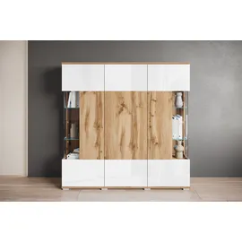 INOSIGN Highboard »Kenia«, (1 St.), Modernes Highboard, mit Glastüren, Breite 135 cm, weiß