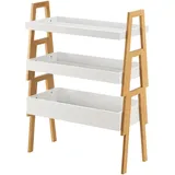 [en.casa] Stapelregal, Natur, Weiß, Holz, Bambus