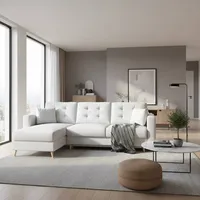 Ecksofa Schlafsofa in Weiß aus Kunstleder