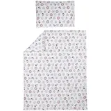 Meyco Baby Bettwäsche fürs Juniorbett - Größe 120x150 cm - Set inkl. Kopfkissenbezug - 100% Baumwolle - Oeko Tex Zertifiziert - weich - atmungsaktiv - waschbar & trocknergeeignet - Animal - Weiß
