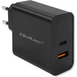 Qoltec Super Quick Pd Ladegerät, 1xusb-c 1xUSB 65W 5-20V 1.5-3.25A Laptop Smartphone Schwarz