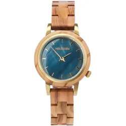 Holzkern Damenuhr Quarz Antrim Olive/Perlmutt