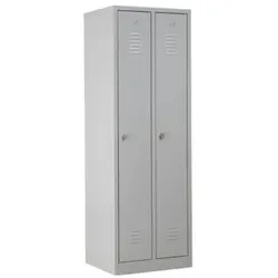 PROREGAL Garderobenspind Camel | 2-Fächer| HxBxT 180x60x50 cm | Vorhängeschloss | Grau