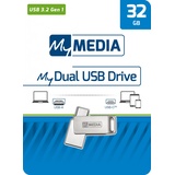 Verbatim MyMEDIA MyDual USB 3.2 Gen 1 /USB C Drive 32GB Typ A-C, My Dual Silber