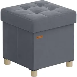 Songmics Sitzbank mit Stauraum, 38 x 38 x 40 cm, Fußhocker 37 L, schiefergrau
