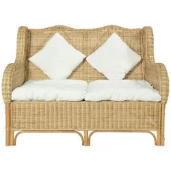 vidaXL 2-Sitzer-Sofa Natürliches Rattan und Leinen