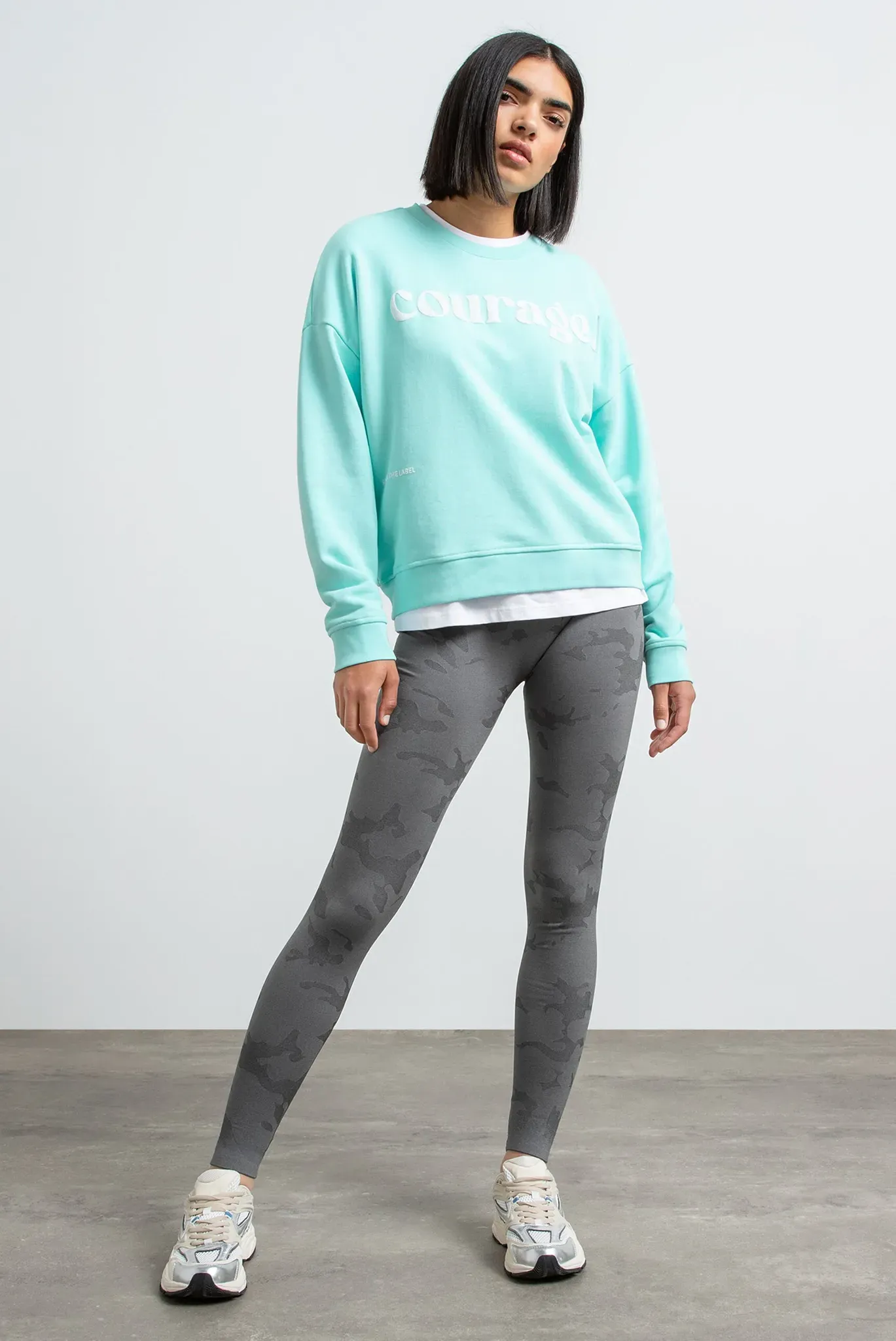 Leggings SENSES.THE LABEL, Damen, Gr. S, Normalgrößen, grau, Web, Material: 55% Polyamid, 34% Polyester, 11% Elasthan, bedruckt, skinny fit lang, Hosen Leggings, mit Elastikbund