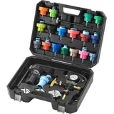 Vevor 28-teiliges Kühlerkühlmittel-Druckprüfer-Set Abdrückgerät, Abdrücken Tester Kühlwasser Befüllgerät, Kühler Entlüftungsgerät Kühlsystemtester inkl. Thermometer, 17 Metalladapter und 3 Prüfkappen
