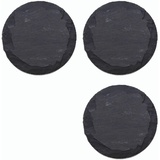 Novaliv 3x Schieferplatten I rund I 33x0,5 cm I Sushi Platte Steinteller Schieferplatten Set Schiefer Servierplatten schmall Kerzen Teller