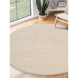 The CarPET Teppich Relax round, rund, Höhe: 16 mm, waschbarer Wohnzimmer Teppich modern rutschfest beige Ø 200 cm x 16 mm
