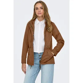 Only Parka "ONLLORCA LIFE CANVAS PARKA CC OTW", Damen, Gr. S, braun (toasted coconut), Web, Obermaterial: 80% Polyester, 20% Baumwolle, unifarben, regular fit hüftlang, Jacken Parka, mit Kordelzug in der Taille