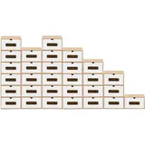 BigDean 30x Schuhaufbewahrung BRAUN/Weiss mit Sichtfenster Aufbewahrungsbox Stapelbar Storage Box Schuhbox Schuhkarton Schuhschachtel Allzweckbox Schublade Pappe aus Kraftpapier