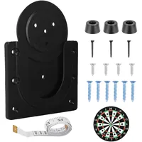 Schwarze Dartscheibe Halterung aus Kunststoff - Universal Dartboard Wandhalter Set mit Schrauben, Bandmaß und Zubehör für Wände und Holzbrett
