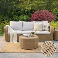3er Lounge Sofa VITA in Natural rundes Polyrattan Gartenmöbel Couch Gartensofa