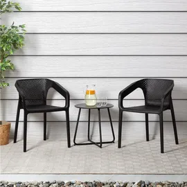 Homestyle4u Gartenstuhl Kunststoff schwarz 2er Set