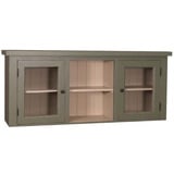 Casa Padrino Küchenbuffet Landhausstil Küchenhängeschrank Grün / Beige 156 x 31 x H. 65 cm - Landhausstil Küchenschrank mit 2 Glastüren