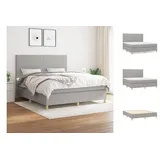 vidaXL Boxspringbett mit Matratze Hellgrau 160x200 cm Stoff