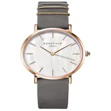 ROSEFIELD Quarzuhr ROSEFIELD Damenuhr West Village Grau Rosegold Nubuk Leder WEGR-W75 goldfarben