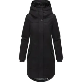 Ragwear Damen atmungsaktiver langer Wintermantel in Wollmantel-Optik warme Winterjacke Jannisa Coat YOUMODO Black Gr. 5XL - 5XL