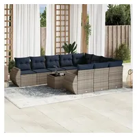 vidaXL Gartensofa-Set 11-tlg. grau Polyrattan