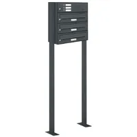 AL Briefkastensysteme 3er Premium Standbriefkasten Anthrazit inkl. Zeitungsfach