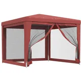 vidaXL Partyzelt mit 4 Mesh-Seitenwänden Gartenzelt Festzelt Pavillon Zelt Gartenpavillon Gazebo Gartenlaube Bierzelt Faltzelt Camping Rot 3x3 m HDPE