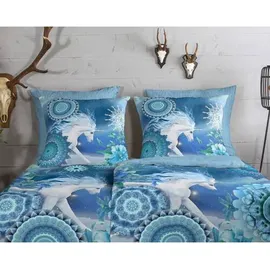 Muller Textil Wendebettwäsche Mandala Blau 155 x 220 cm + 80 x 80 cm