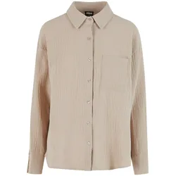 Klassische Bluse URBAN CLASSICS "Urban Classics Ladies Oversized Musselin Blouse", Damen, Gr. XL, chalkdust, 100% Baumwolle, Blusen